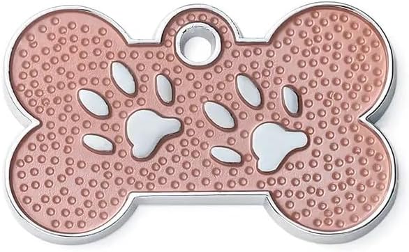 Personalized Dog Cute Paw Pet ID Tag for Pet Collar or Key Chain - cat Name tag, Personalized cat id tag, Kitten Name tag, Kitten id tag (Bone-Shaped-Small: Light Gold)