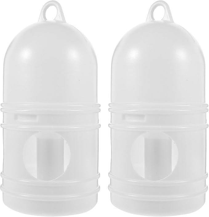 Bird Feeding Dispenser Pigeon Water Dispenser - 2pcs Birds Plastic Waterer Plastic Drinker with Handle for Pigeon Birds, Automatic Feeders (1L, White) Pet Drinker