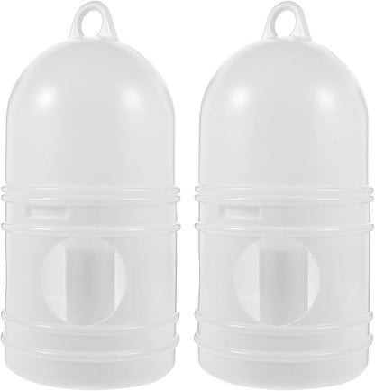 Bird Feeding Dispenser Pigeon Water Dispenser - 2pcs Birds Plastic Waterer Plastic Drinker with Handle for Pigeon Birds, Automatic Feeders (1L, White) Pet Drinker