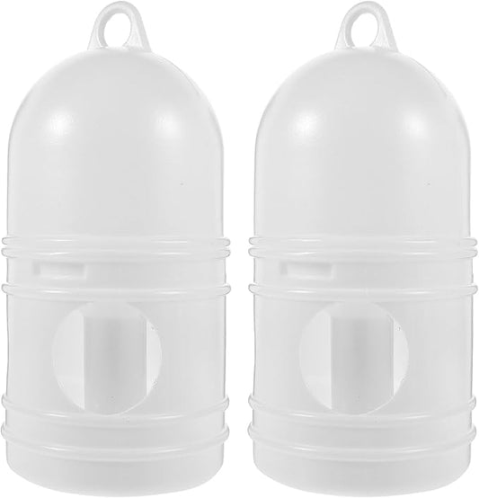 Bird Feeding Dispenser Pigeon Water Dispenser - 2pcs Birds Plastic Waterer Plastic Drinker with Handle for Pigeon Birds, Automatic Feeders (1L, White) Pet Drinker