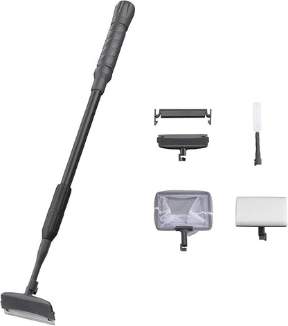 Carefree Fish 4IN1 Aquarium Cleaning Tools Long Handle Adjustable Length 18~24Inch Fish Tank Cleaner Kit Alage Scraper Scrubber Brushes Set