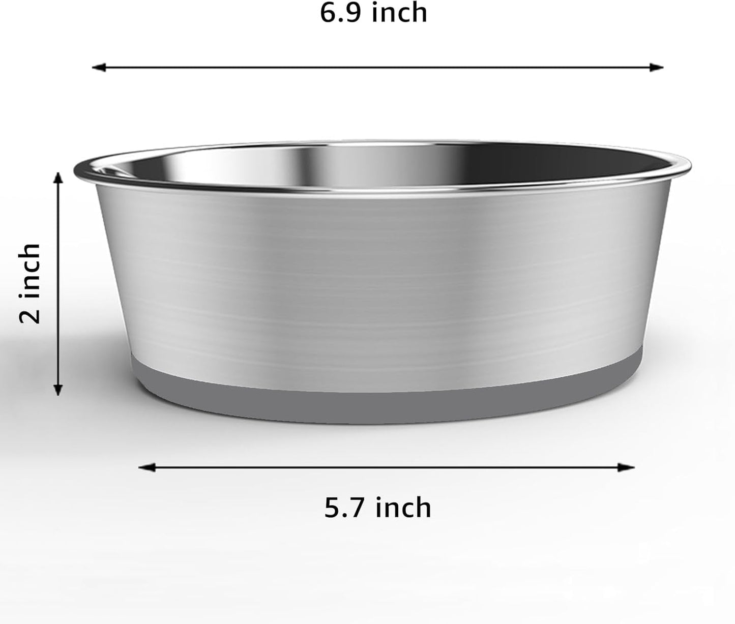 YINGFAN Dog Bowls 2 Pack Durable Heavy Duty Stainless Steel Dog Bowls Non-Slip Basic Bowl for Dogs with Rubber Base (Holds 3 Cups)