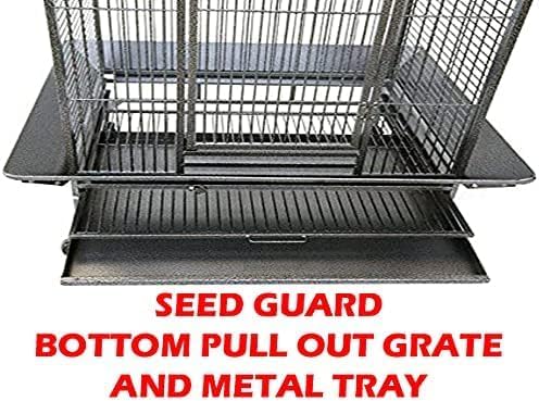 Extra Large 28" x 22" x 65"H Double Ladders Open Play Top Wrought Iron Bird Parrot Parttot Finch Macaw Cockatoo Cage, Include Seed Guard and Toy Hook