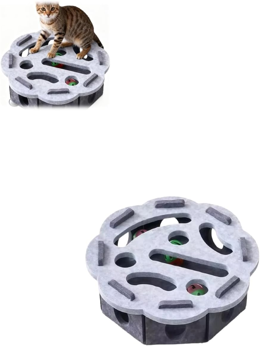 Interactive Cat Scratch Box with Nail File & Slow Feeder - Puzzle Enrichment Toy for Indoor Cats Mental Stimulation