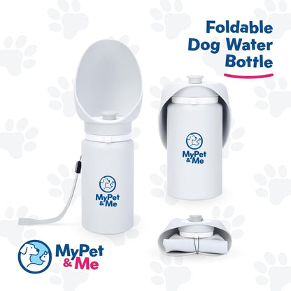 My Pet & Me Foldable Dog Water Bottle - 550ml/18.5oz - Leakproof Travel Bottle for Dogs with Foldable Drinking Bowl - Compact, Lightweight & Durable Hydration Solution for Dogs On-The-Go