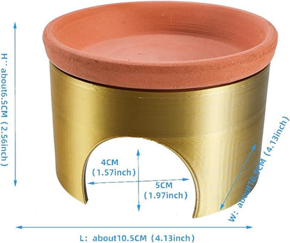 Reptile Water Bowl with Cooling System, Terracotta and 3D Printed Plastic, Climbing Pet Habitat for Lizards and Small Reptiles Shelter