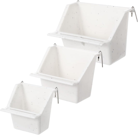 LemonRoad 3 Pcs Bird Cage Feeders Winged Plastic Cup Universal Cage Waterer Milky White Food Dishes Bowl Pet Supplies Accessories for Small Bird