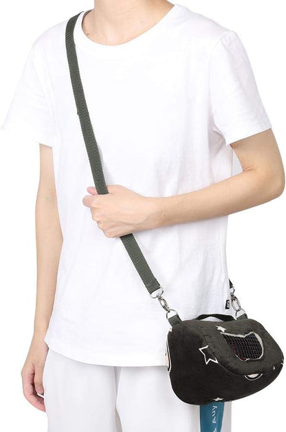 Small Pet Carrier Bag, Blackish Green Flannelette Portable Breathable Pet Hamster Carrier Outgoing Bag for Small Pets Animal(M)