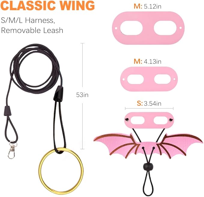 CoguZed Bearded Dragon Leash and Harness Set, Adjustable Lizard Harness with Wings, Cool Leather Reptile Leash for Bearded Dragons, Amphibians & Small Pets (S, M, L, 3 Pack)