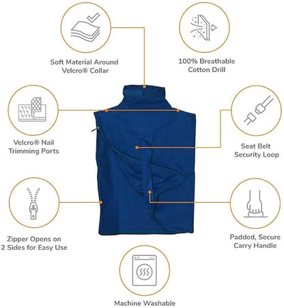 Cat-in-the-Bag Cozy Comfort Carrier - Small Cobalt Blue Cat Carrier Soft for Grooming, Vet Visits, Medication Administration, Dental Care, Nail Trimming, and Car Travel