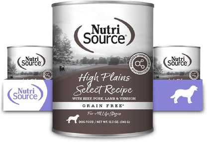 NutriSource Grain Free High Plains Select Recipe Dog Food, Premium Wet Dog Food, 12.3 Ounce (Pack of 12)