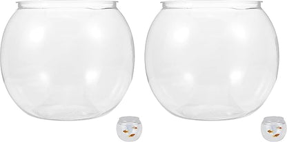 Mipcase Plastic Fish Bowl, Round Goldfish Tank Small Betta Fish Bowl Clear Fish Tank Bowl Desktop Goldfish Bowl for Home Decor (Pack of 2)