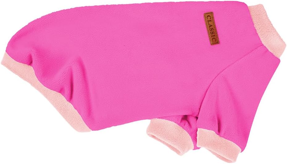 GreenJoy Classic Fleece Dog Sweater – Soft & Warm Stretchy Sweatshirt for Small Dogs & Cats, Cold-Weather Pullover for Everyday Wear (Dark Pink, Small)