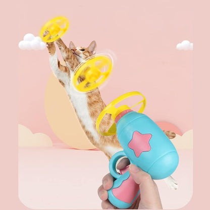 15 Pieces Cat Fetch Toy with Colorful Flying Propellers Set, Cat Playing Tracking Interactive Toys for Kitten Chasing Training Hunting