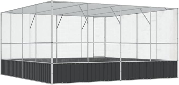 Galvanized Steel Large Flight King Bird Cage, Steel Outdoor Aviary, Outdoor Indoor Large Bird Cage Aviary Pet House for Cockatiels African Parakeets, 164.6"x163"x83.5",-304