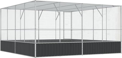 Galvanized Steel Large Flight King Bird Cage, Steel Outdoor Aviary, Outdoor Indoor Large Bird Cage Aviary Pet House for Cockatiels African Parakeets, 164.6"x163"x83.5",-304