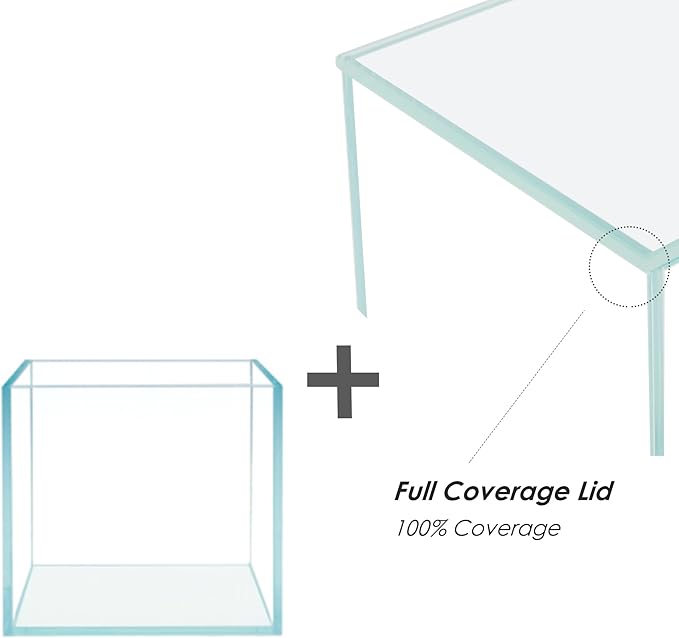 Cube Rimless Frameless Extra Clear All Glass Aquarium, Low Iron Glass Tank, 5mm Glass, White Leveling Mat Included, w/Lids Options