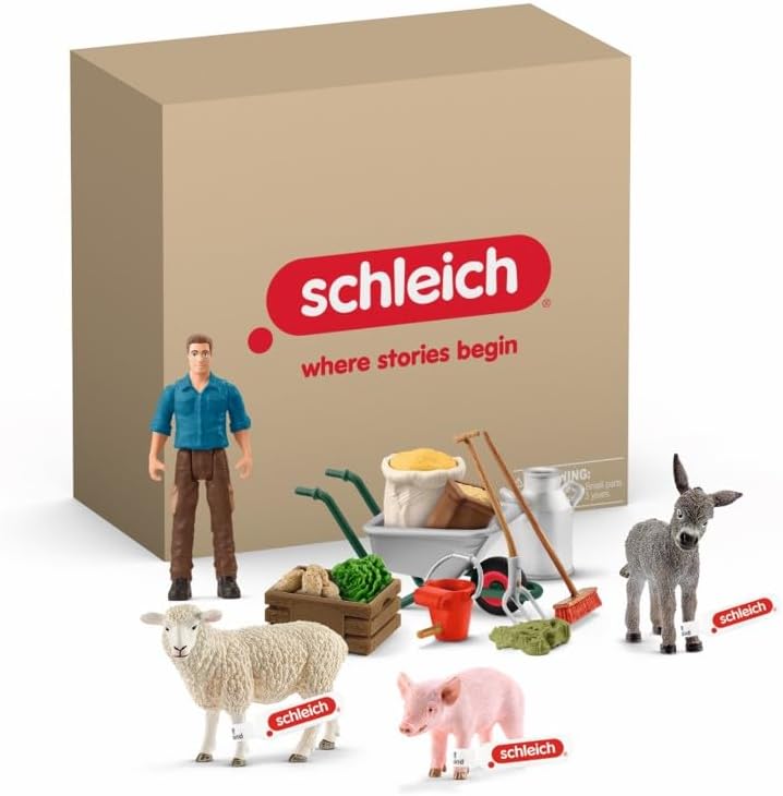 Schleich Farm World - Animal Feeding Playset for Boys and Girls - Farm Animal Toys for Imaginative Play - Kids Ages 3+| 72287