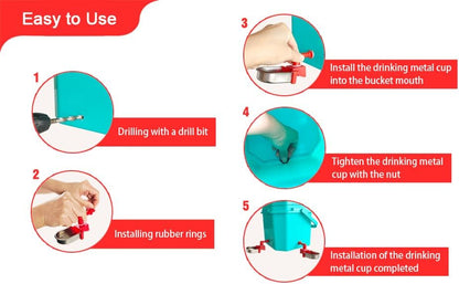 Metal Rabbit Chicken Water Cup Chicken Kettle DIY Chicken Small Hamster Guinea Pig Rabbit (red, 3)