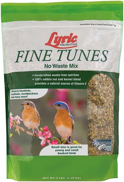 Lyric Fine Tunes Wild Bird Seed - No Waste Bird Food Mix - Attracts Bluebirds, Finches, Chickadees & More - 5 lb bag