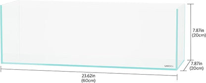 LANDEN 60L 5.8 Gal Rimless Low Iron Aquarium Long Fish Tank,Bookshelf Aquarium,W23.6×D7.87×H7.87 in(60x20x20cm) 5mm Thickness with Black Nano Foam Leveling mat Included