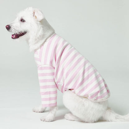 Dog Cotton Shirts for Small and Large Dogs Rugby Striped T-Shirts Soft Breathable Dog Shirt pet Clothes (5X-Large, Ivory/Pink)