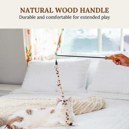 Cat Toys Set Cat Toy Wand Fishing Pole Retractable Teaser & Fuzzy Worm Interactive Kitten Toys Wand Attachments