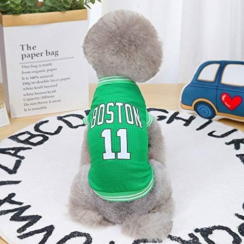 Dog Clothes Basketball Mesh Breathable T-Shirt,Pet Clothes Puppy Sportswear Spring/Summer Fashion Dog Shirt. (Green, Medium)