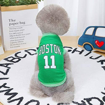 Dog Clothes Basketball Mesh Breathable T-Shirt,Pet Clothes Puppy Sportswear Spring/Summer Fashion Dog Shirt. (Green, Medium)