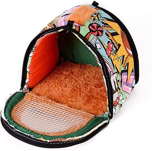 Travel Small Animals Hedgehog Hamster Guinea Pig Carrier for Small Guinea Pigs Rats Chinchillas Hamsters Hedgehogs Carriers Pouch Bag with Detachable Strap Breathable Outdoor Warm Small Pet Carrier