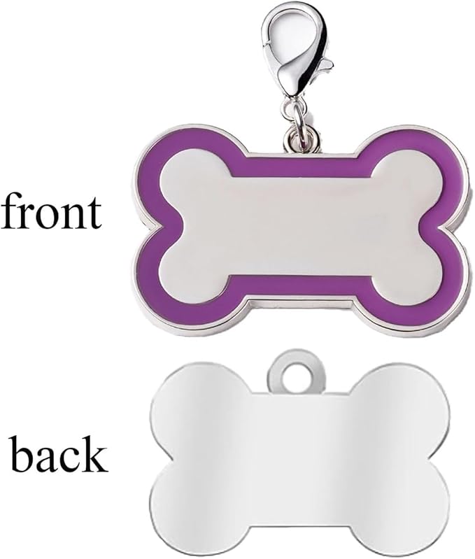 Personalized Dog ID Tags - Laser Engraved, Bone-Shaped, Large: Purple