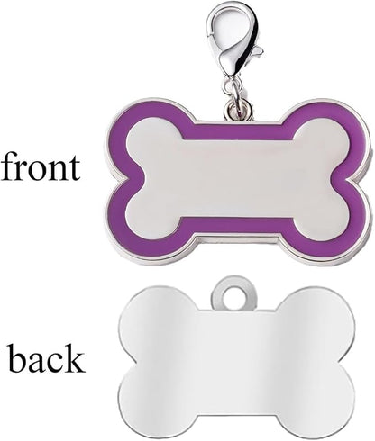 Personalized Dog ID Tags - Laser Engraved, Bone-Shaped, Large: Purple