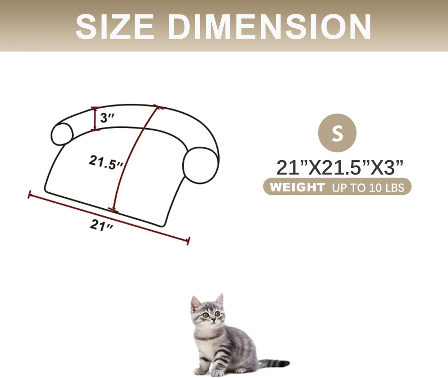 Calming Dogs/Cats Bed Mats, Dog Pad Washable Removable Couch Cover, Plush Long Fur Mat for Pets, Waterproof Lining, Perfect for Small, Medium and Large Dogs and Cats (Gradient Brown, 21"x21")