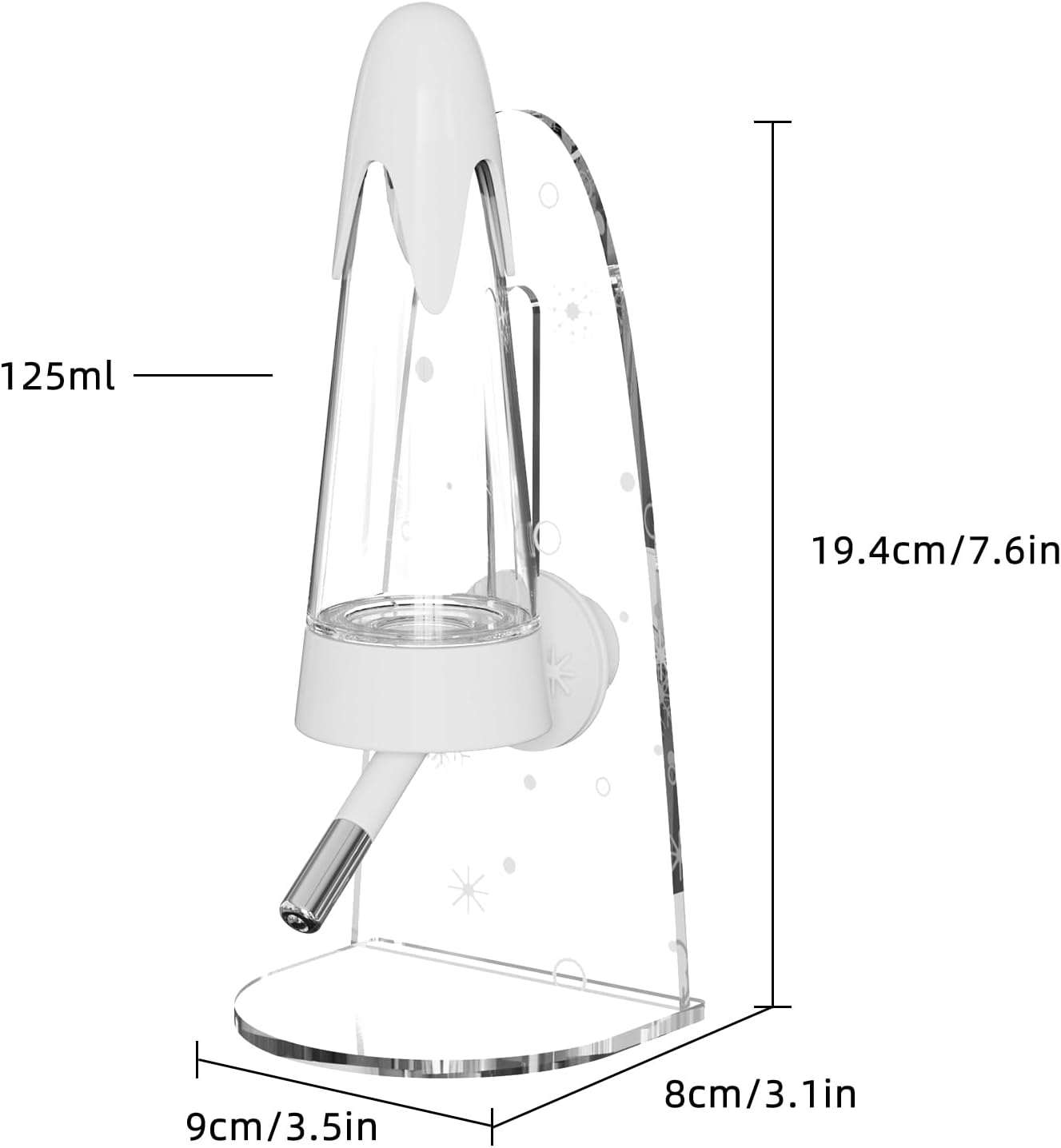 4.2 Oz Hamster Water Bottle with Stand No Drip for Syrian Dwarf Hamsters, Gerbils, Little Mouse, Small Pet Rodents (White, with Stand)