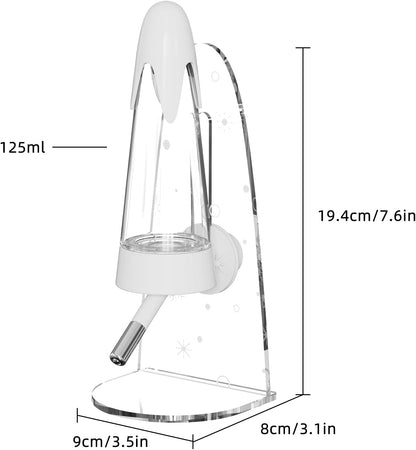 4.2 Oz Hamster Water Bottle with Stand No Drip for Syrian Dwarf Hamsters, Gerbils, Little Mouse, Small Pet Rodents (White, with Stand)
