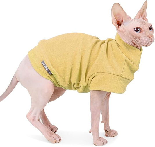 Small Dogs Fleece Dog Sweatshirt - Cold Weather Hoodies Spring Soft Vest Thickening Warm Cat Sweater Puppy Clothes Sweater Winter Sweatshirt Pet Pajamas for Small Dog Cat Puppy (Small, Yellow)