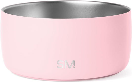 Simple Modern Stainless Steel Pet Water Bowl for Dogs & Cats | Reusable Insulated Stainless Steel Food Bowls for Dog Cat | No Tip No Slip BPA Free | Bentley Collection | Medium (32oz) | Blush
