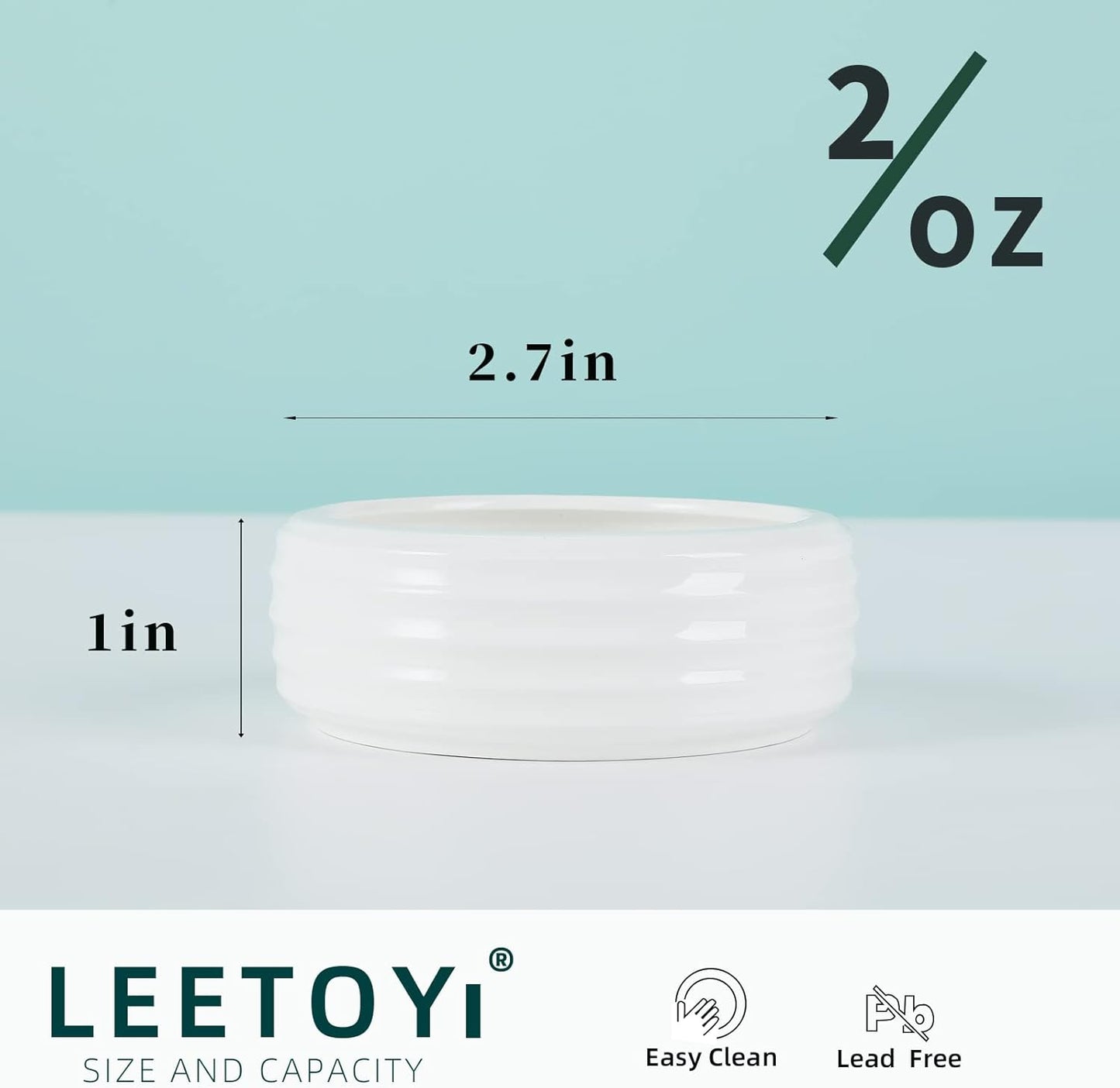 Reptile Food Bowls Ceramic Mini Round Reptile Water Food Dish, Pet Food Bowl for Lizards, Small Snakes, Young Bearded Dragons, Gecko Tortoise Spider (White, Small-2Pack)