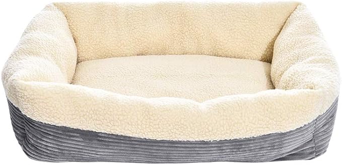 Amazon Basics 24-Inch Machine Washable Self Warming Pet Bed For Cat or Dog, Rectangle, Grey, 24"L x 20"W x 7"H