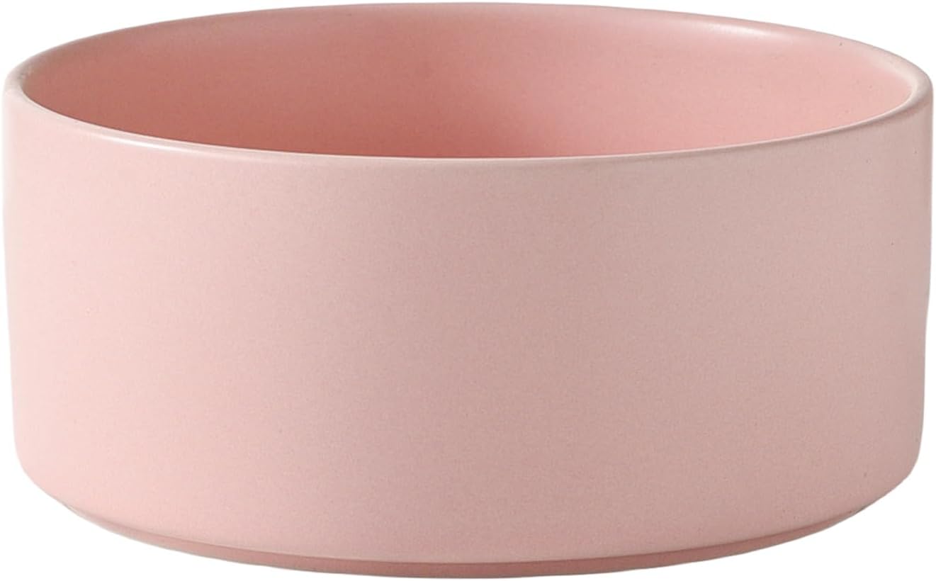 6'' Ceramic Dog Bowl - 30Oz Classic Dogs Food & Water Bowl for Small and Medium Breed Dogs, Heavy Duty Non-Slip Dog Dishes, Food Grade Stoneware Pet Bowl, Dishwasher & Microwave Safe, Pink
