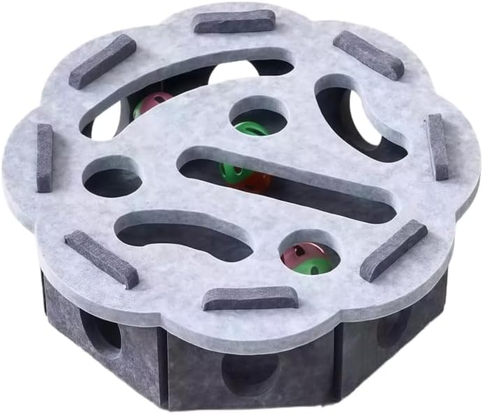 Interactive Cat Scratch Box with Nail File & Slow Feeder - Puzzle Enrichment Toy for Indoor Cats Mental Stimulation