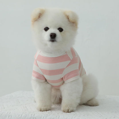 Dog Cotton Shirts for Small and Large Dogs Rugby Striped T-Shirts Soft Breathable Dog Shirt pet Clothes (X-Small, Ivory/Pink)