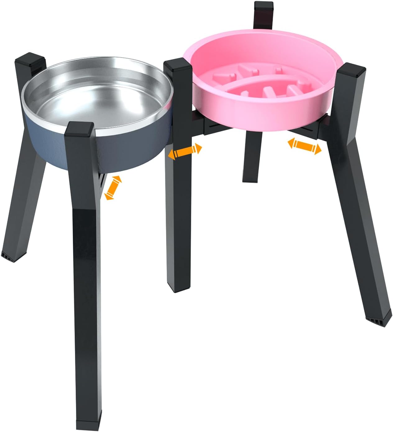 Raised Dog Bowl Stand for Large & Extra Large Dogs – 13.7" Tall Adjustable Holder Fits 7–10.6" Wide Bowls, Elevated Dog Food & Water Stand, 2-in-1 Design (Bowls Not Included)