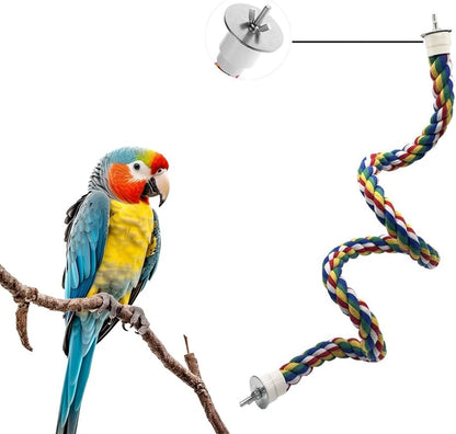 Bendable Fun Climbing Bird Cotton Rope Perch, Colorful Bungee Toy for Parrot, Bird Cage Accessories (31.5'' Metal Nut)