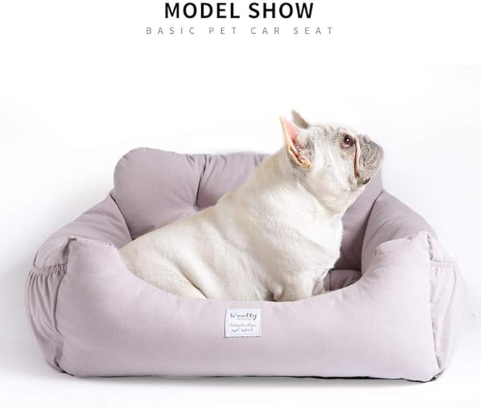 Aidou Dog Booster Seat for Small to Large Dogs & Cats, Pet Travel Safety Seat with Storage & Dual-use Car & Home Bed (Small Grey)