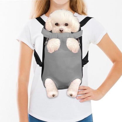 FEimaX Dog Carrier Backpack Pet Legs Out Front Cat Travel Bag, Adjustable Puppy Backpacks Carriers Hands-Free for Small Medium Dogs Cats Hiking Traveling Camping Daily Walking (Medium, Grey)