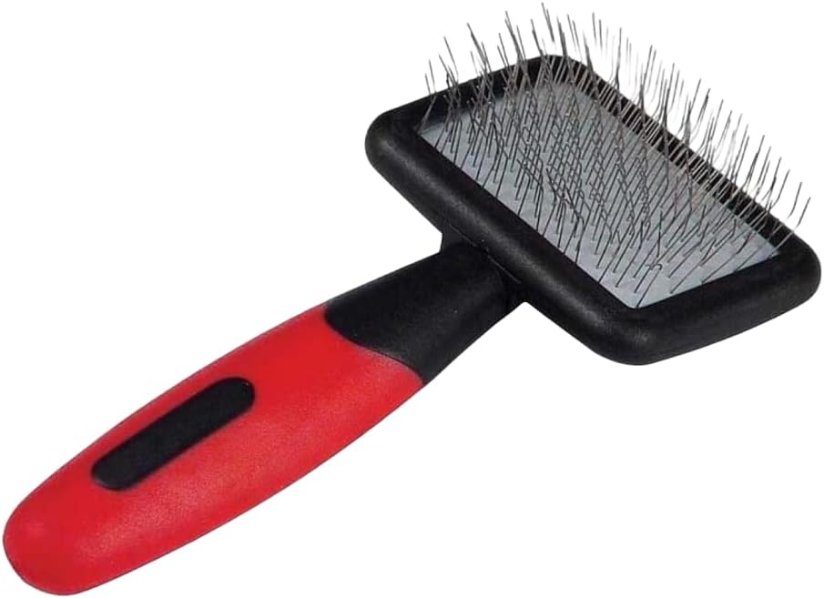 Ryan's Pet Supplies Paw Brothers Soft Pin Flat Slicker Brush for Dogs, Professional Grade, Stainless Steel Pins, Flexible Head, Comfort Grip, Mini, 4.75" x 2.25" x 1.5"
