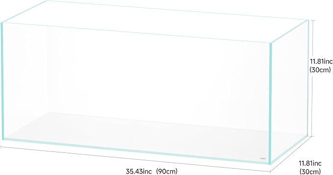 LANDEN 90L Series 19.37 Gallon Rimless Low Iron Aquarium Long Fish Tan Aquarium Tank, W35.43×D11.81×H11.42 in (90×30×30cm) 8mm Thickness with Black Nano Foam Leveling mat Included