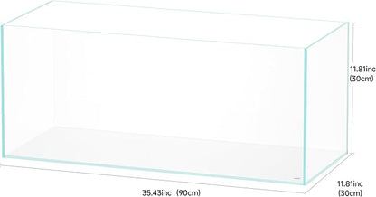 LANDEN 90L Series 19.37 Gallon Rimless Low Iron Aquarium Long Fish Tan Aquarium Tank, W35.43×D11.81×H11.42 in (90×30×30cm) 8mm Thickness with Black Nano Foam Leveling mat Included