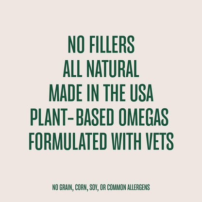 WagWell Ahiflower Omega Oil Dog Chews - Vet-Formulated Skin, Coat, Hip and Joint - Plant-Based Omega 3, 6 and 9 Supplement - Natural Chicken-Flavored Dog Omega Oil Bites, 60 Soft Chews